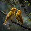 Ethereal Melodies - Rain’s Rhythm Complements the Birds’ Tune