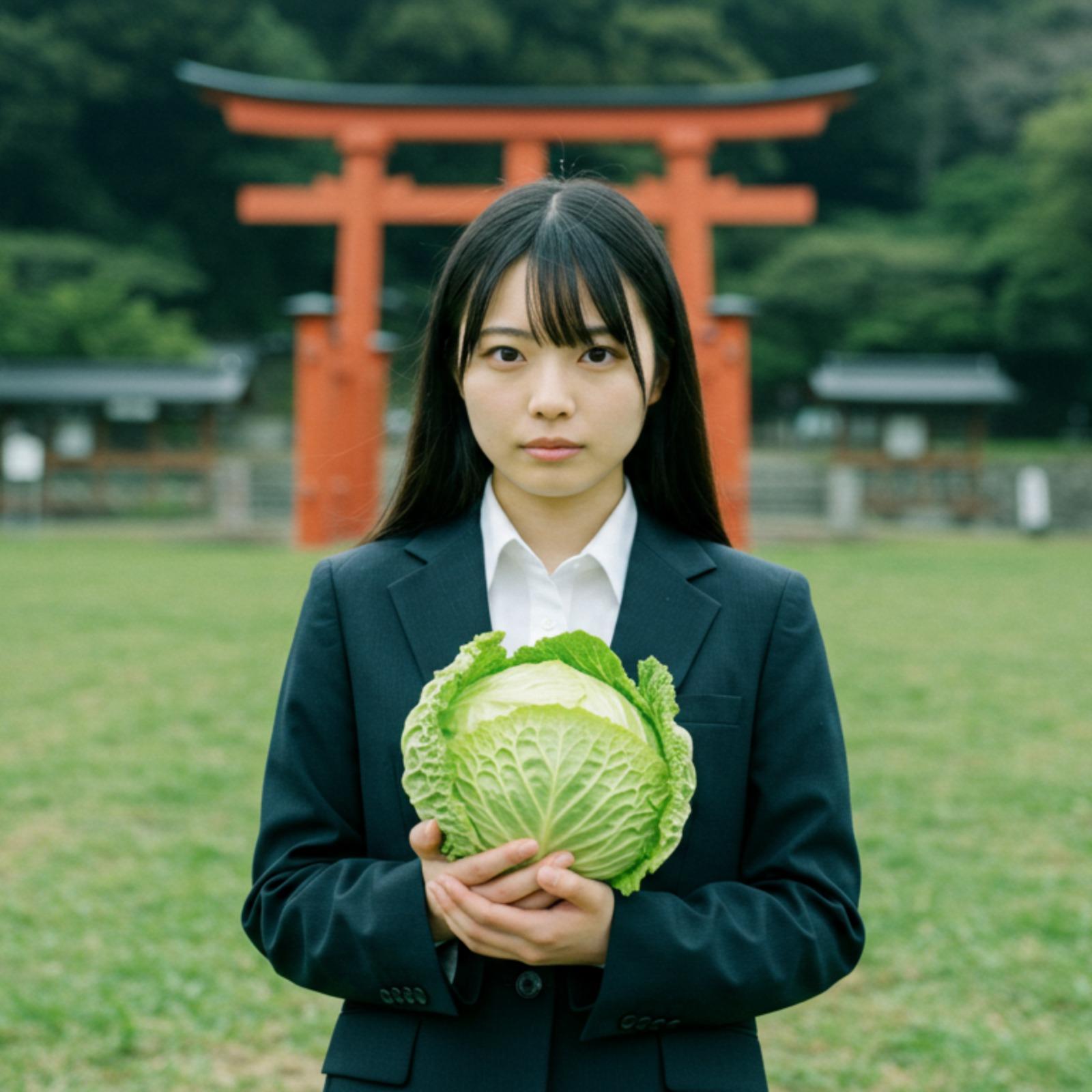 神社の前で封面