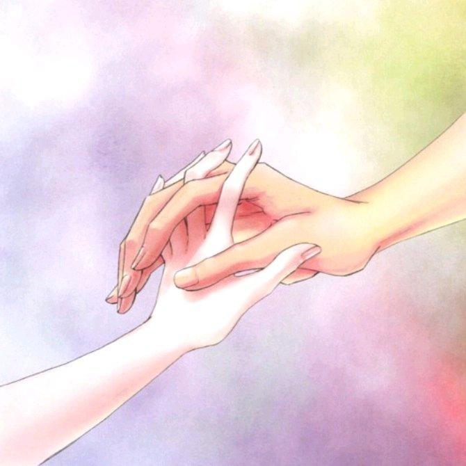 Anime girl holding out hand