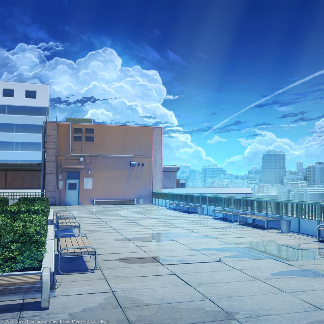 Крыша школы аниме фон без людей
