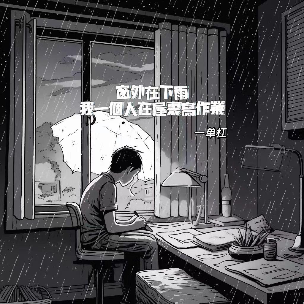 窗外在下雨 我一个人在屋里写作业
