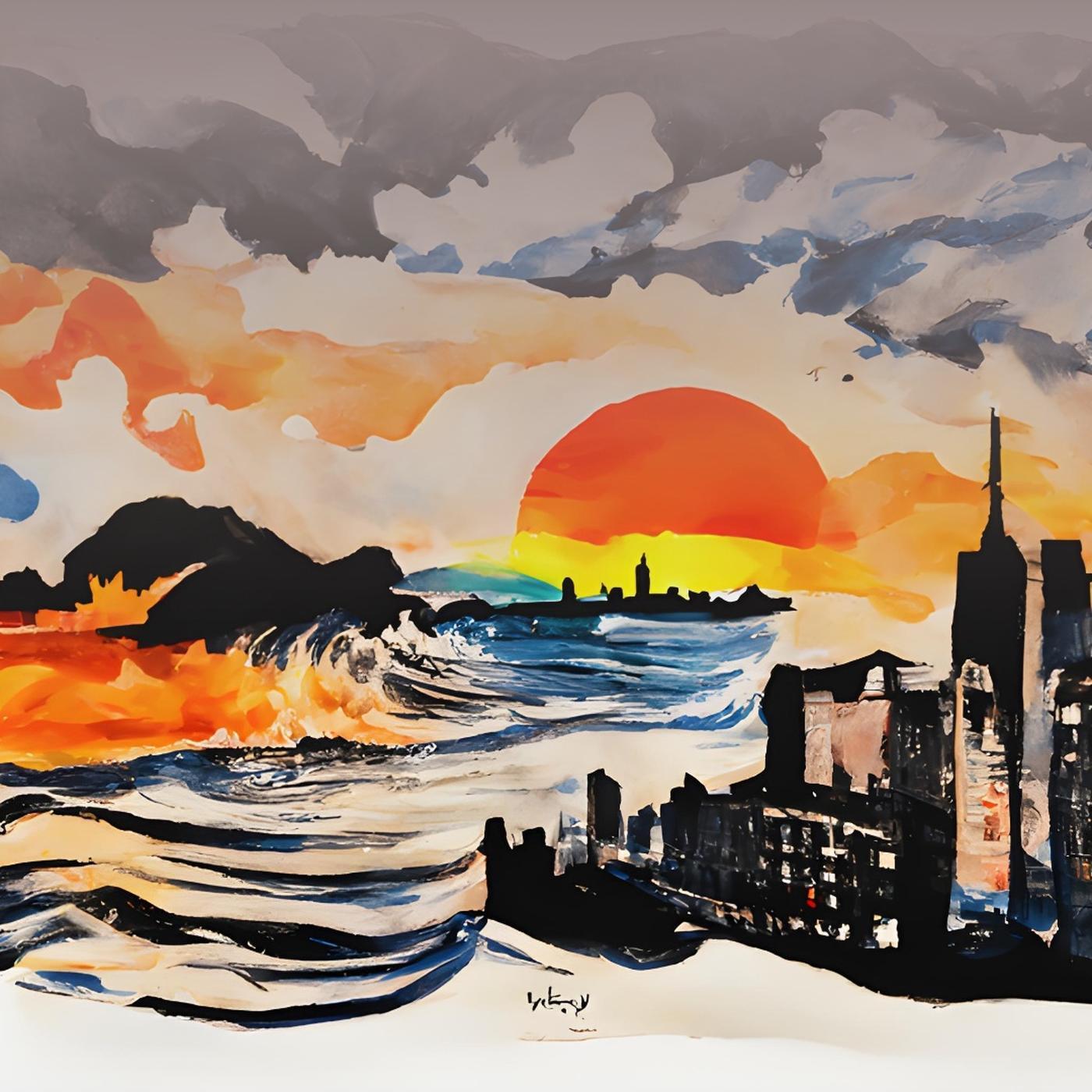 Di tepian senja ombak berbisik.