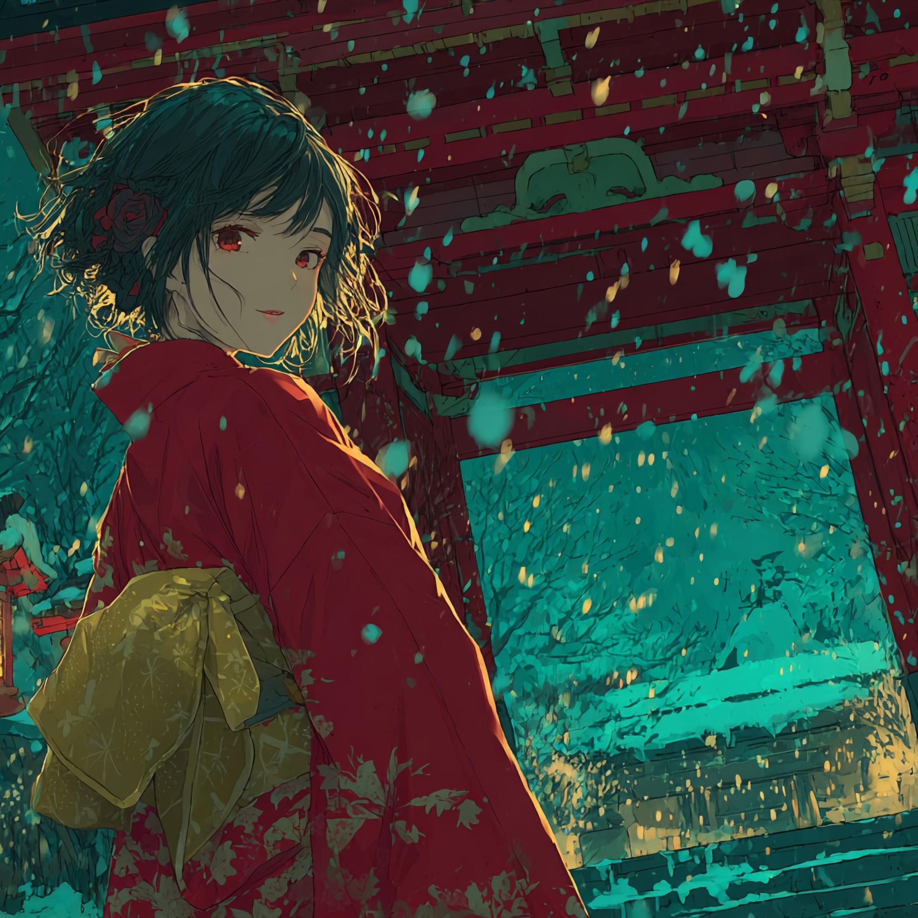 銀世界の鳥居を抜けて