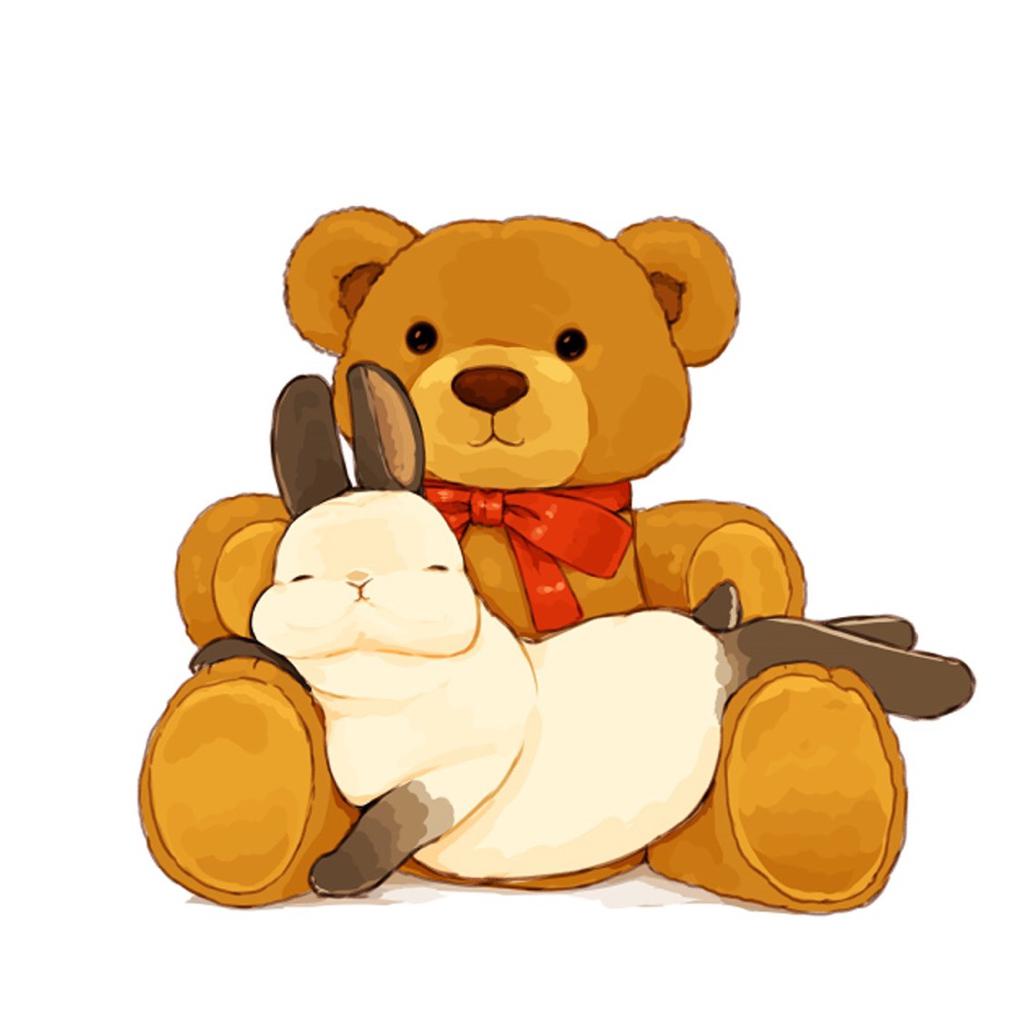 Медвежонок спящий с зайцем