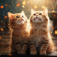 Pet's Serene Playtime: Serene Rain Showers