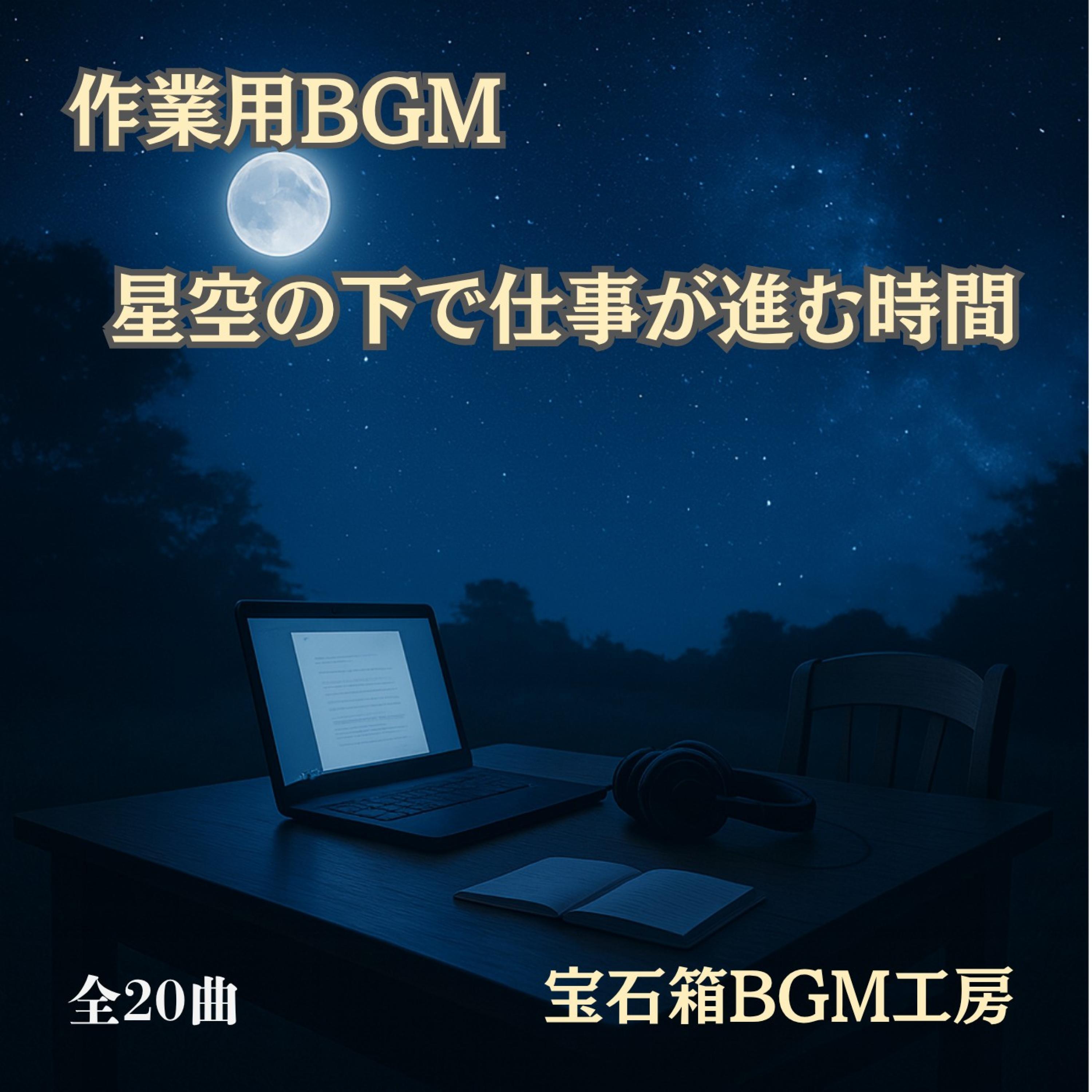 勉強がはかどる夜の書斎と銀の光 - 宝石箱BGM工房封面