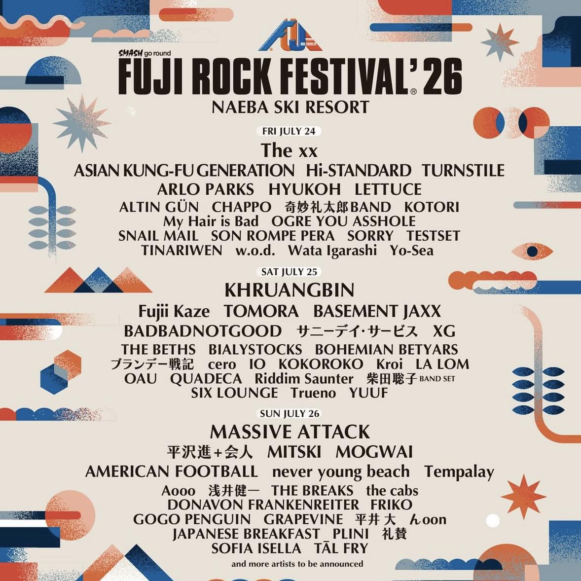 2026 FUJIROCK 试听歌单（截止2-20）