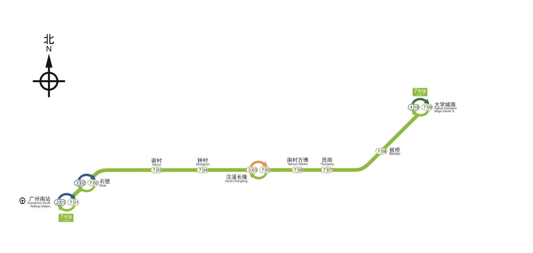 【广州地铁】7号线线路图