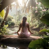 Pink Noise Serenity: Yoga by the Tranquil Waters