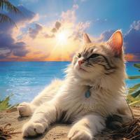 Zen Seashore with Cats: Ballad of Purr-fect Moments