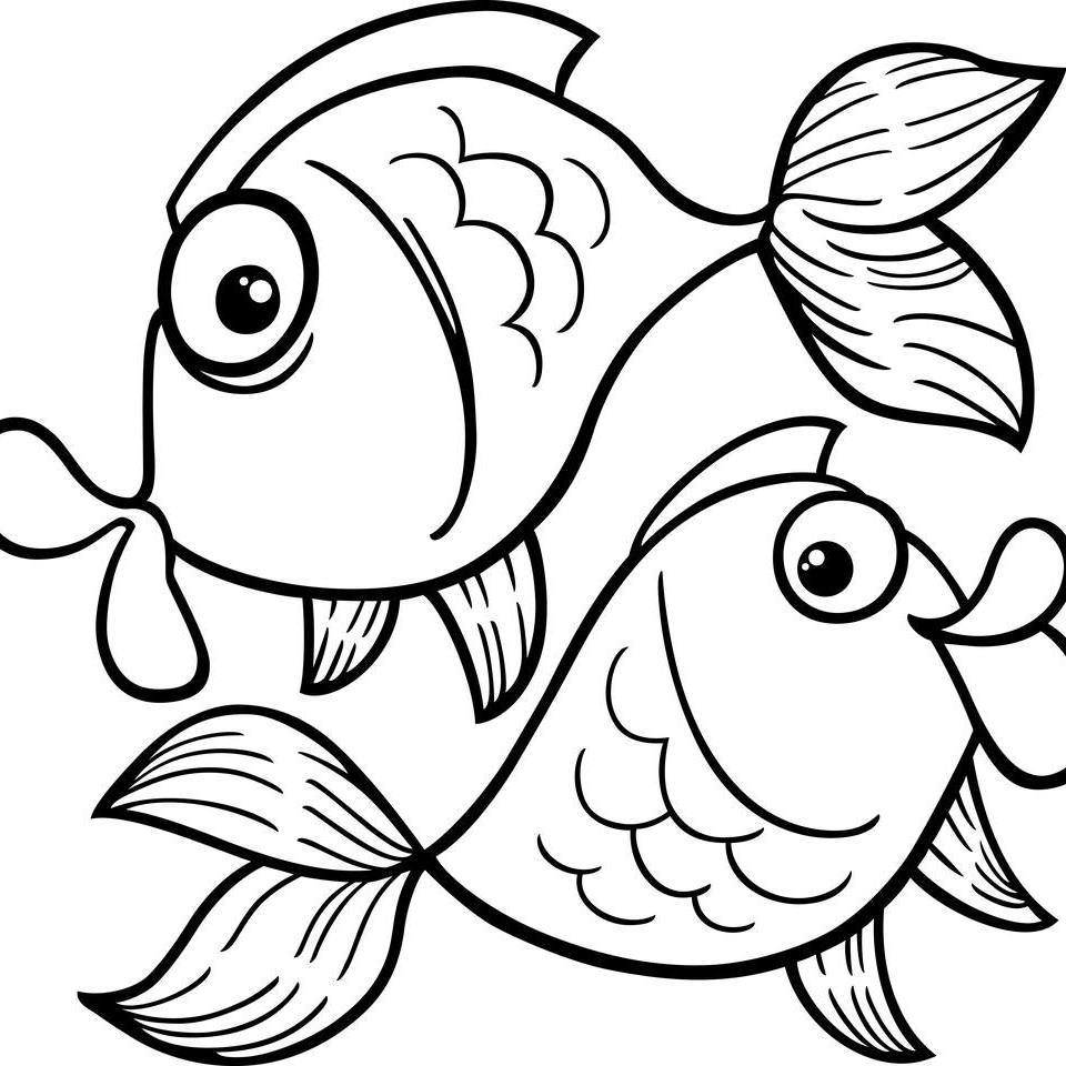 Раскраска две рыбки