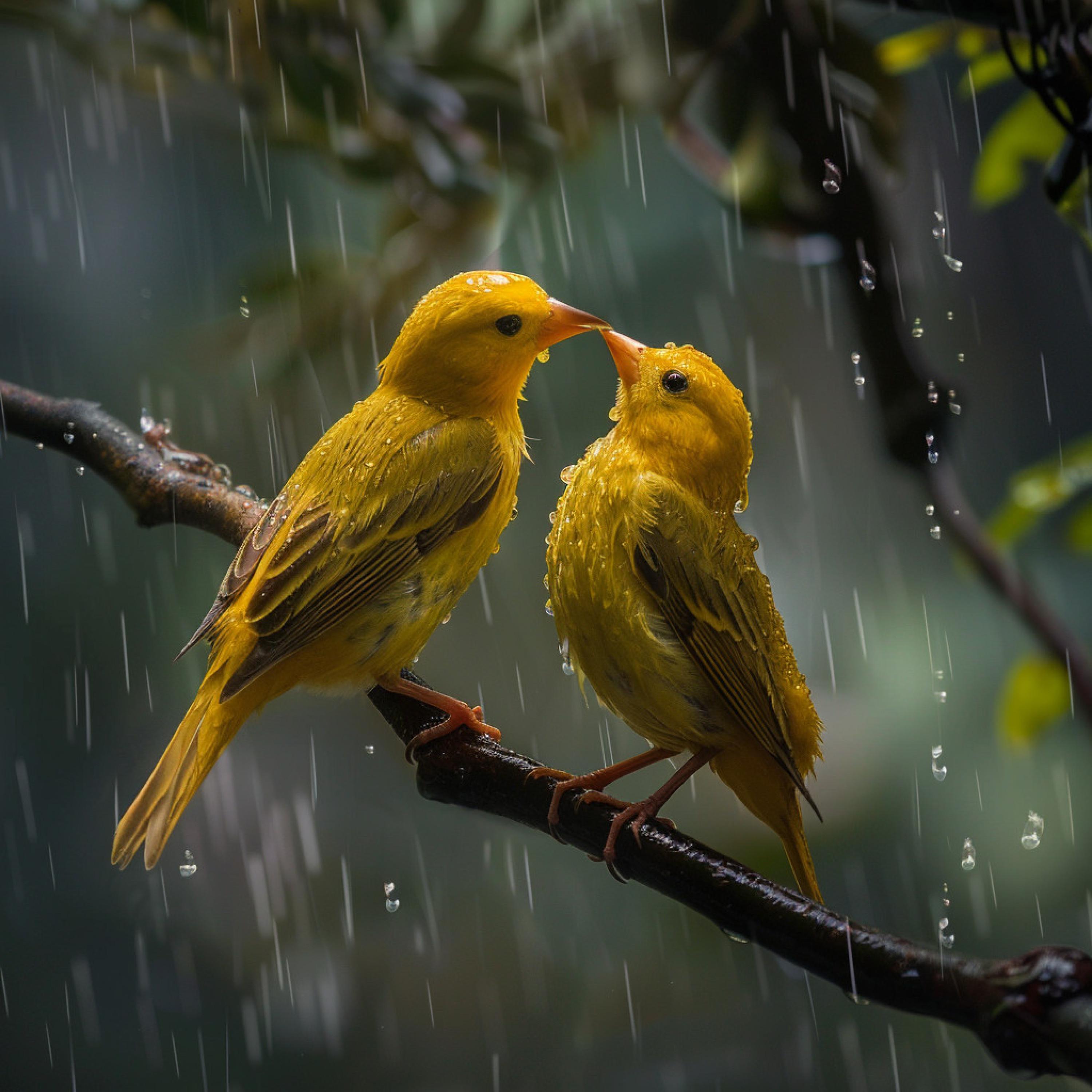 Ethereal Melodies - Rain’s Soft Touch Among Birdsong