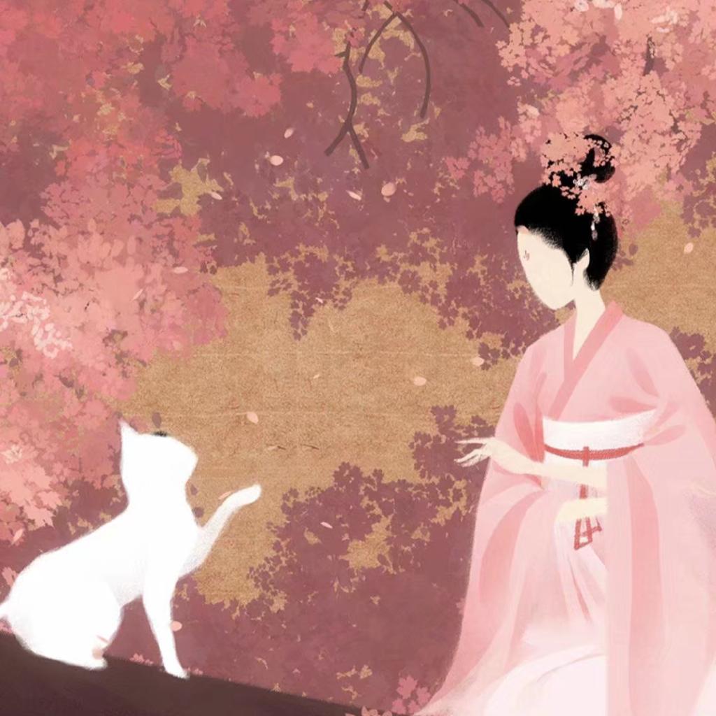 落尽红樱君不见，轻绘梨花泪沾衣