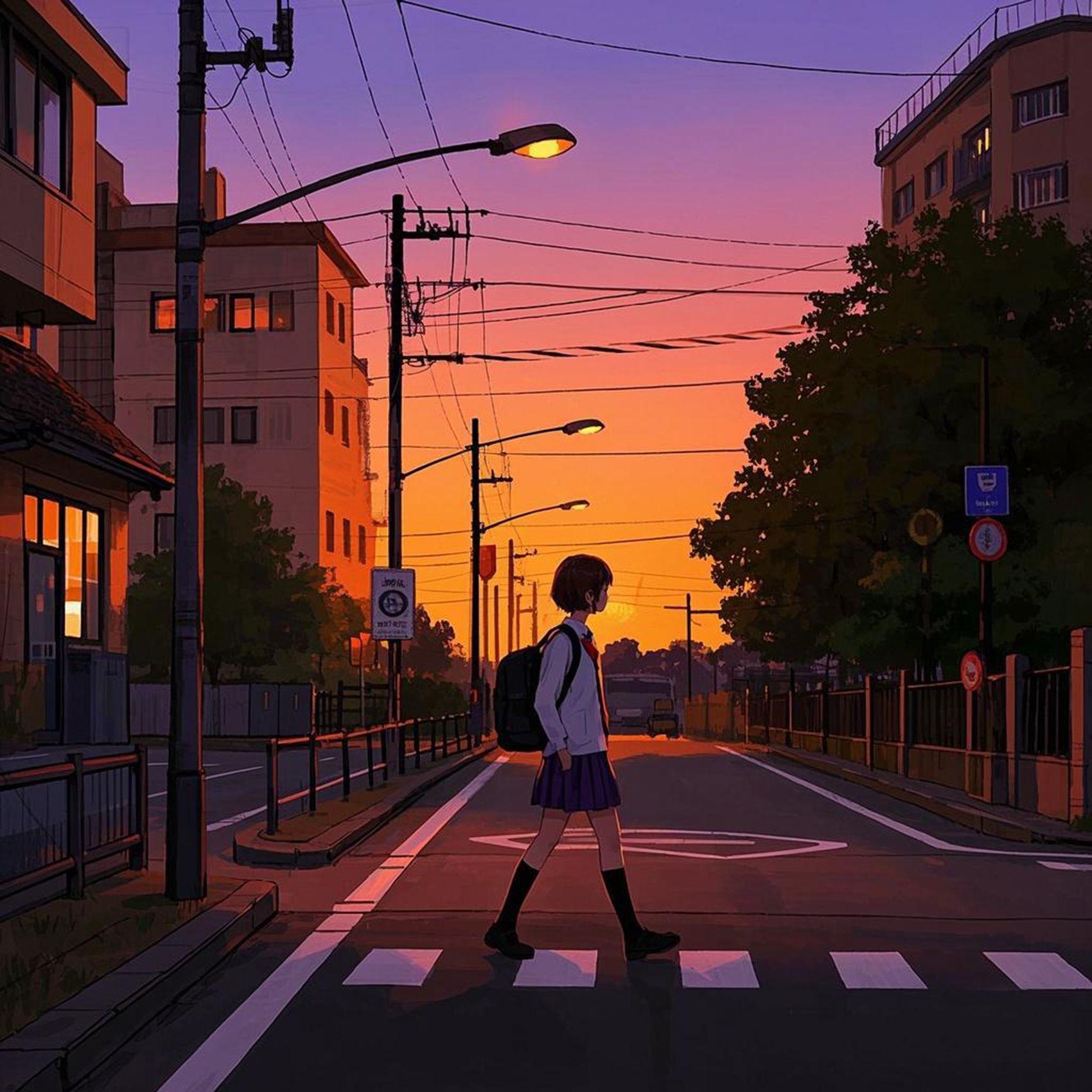 一个人放学回家
