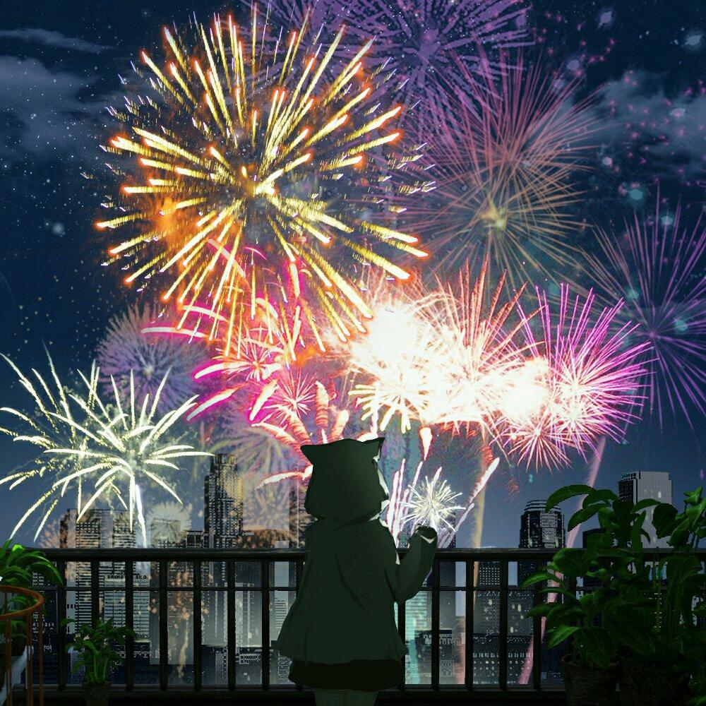 『日系』烟花下惬意地眺望