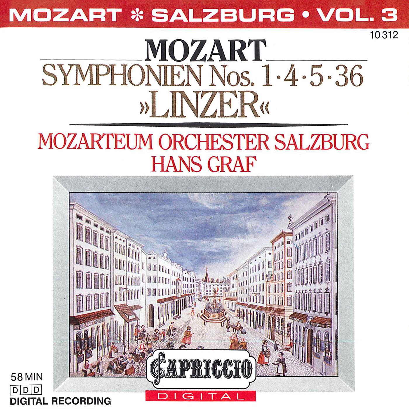 MOZART, W.A.: Symphonies, Vol.  3 (Salzburg Mozarteum Orchestra, Graf) - Nos. 1, 4, 5, 36, "Linz"