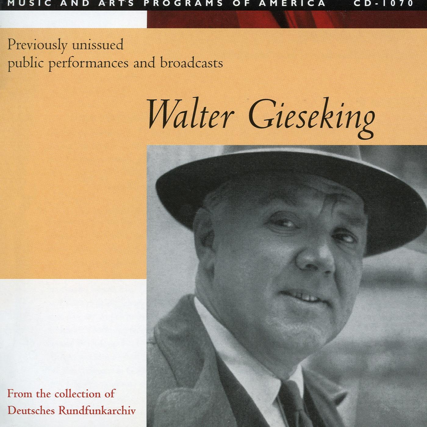 Piano Recital: Gieseking, Walter - BACH, J.S. / BEETHOVEN, L. van / SCHUBERT, F. / SCHUMANN, R. (Public Performances and Broadcasts) (1933-1947)