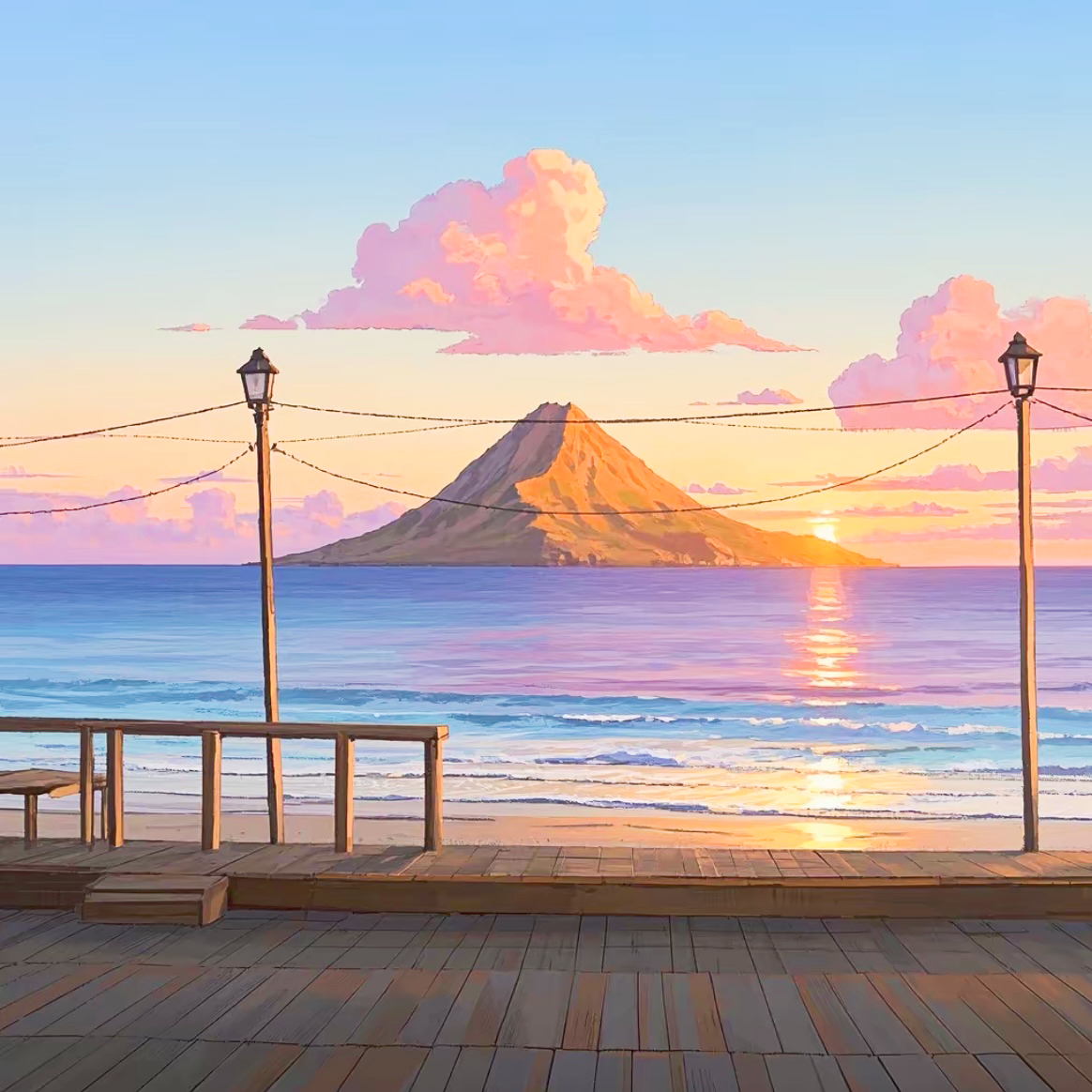 落日归山海