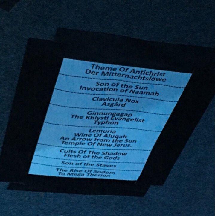 THERION中国巡演2018舞台歌单