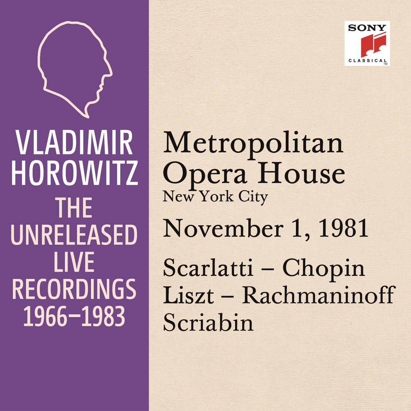 Vladimir Horowitz in Recital at the Metropolitan Opera House, New York City, November 1, 1981