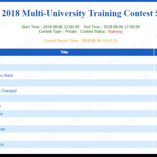 2018 Multi-University Training Contest 5