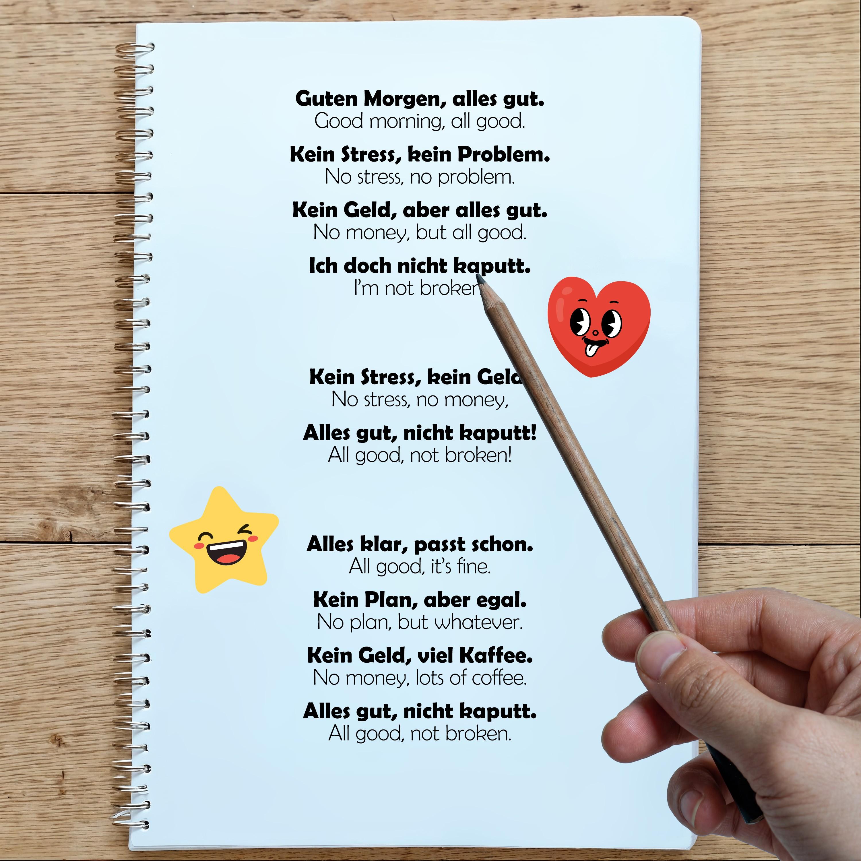 Guten Morgen, alles gut. Kein Stress, kein Problem.