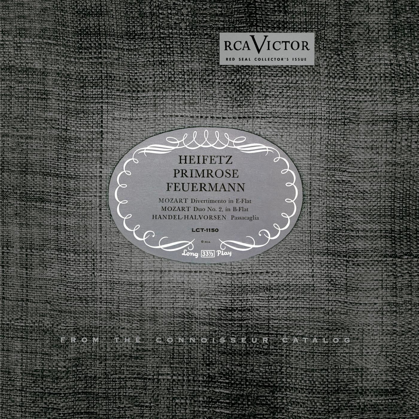 Mozart: Divertimento, K. 563, in E-Flat, Duo No. 2, K. 424, in B-Flat, Handel: Harpsichord Suite No. 7 in G Minor