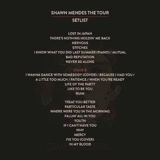 Shawn Mendes Tour setlist