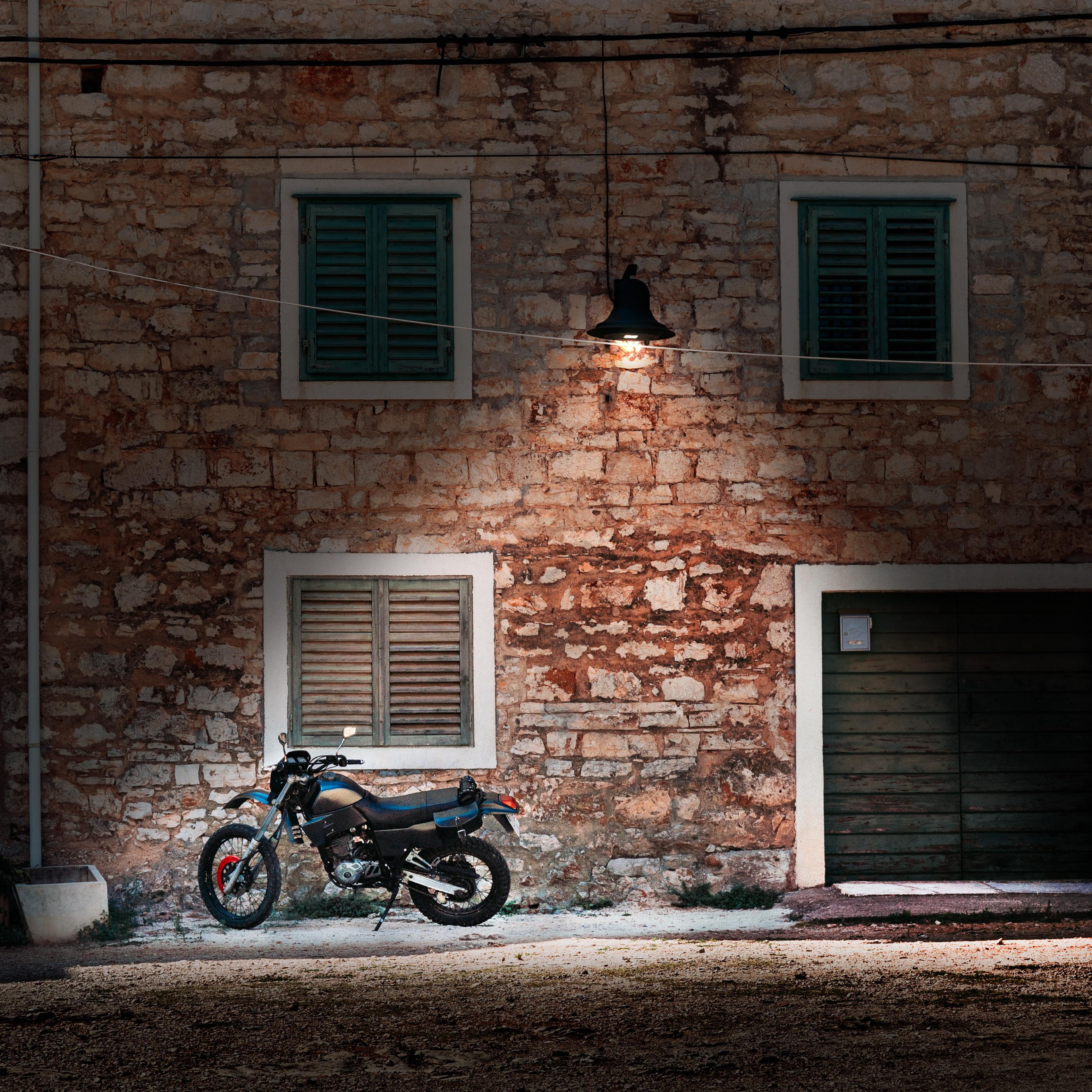 Walking alone in the rain.