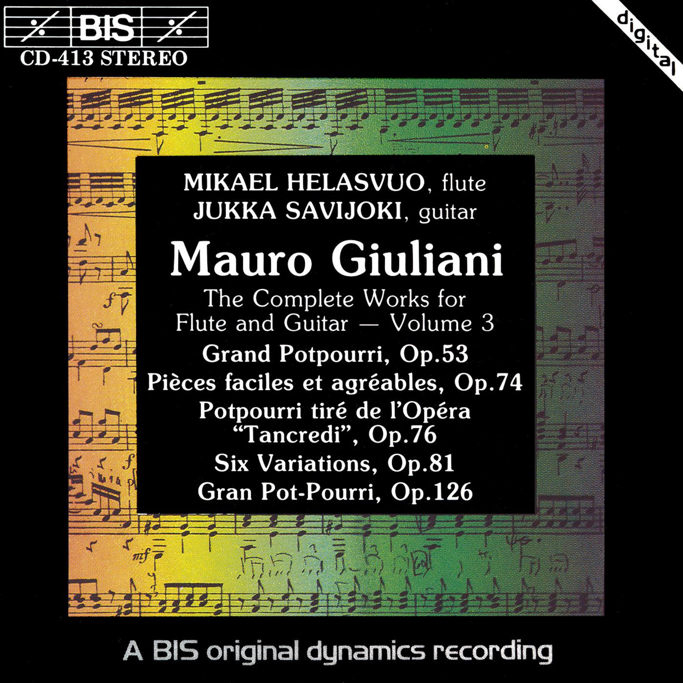 GIULIANI, M.: Works for Flute and Guitar (Complete), Vol. 3 (Helasvuo, Savijoki)