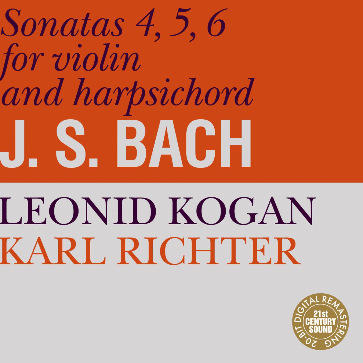 Bach: Sonatas for Violin and Harpsichord No. 4-6