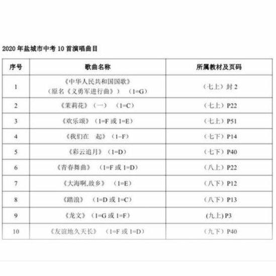 大丰区实验初级中学2020中考音乐讲义歌曲