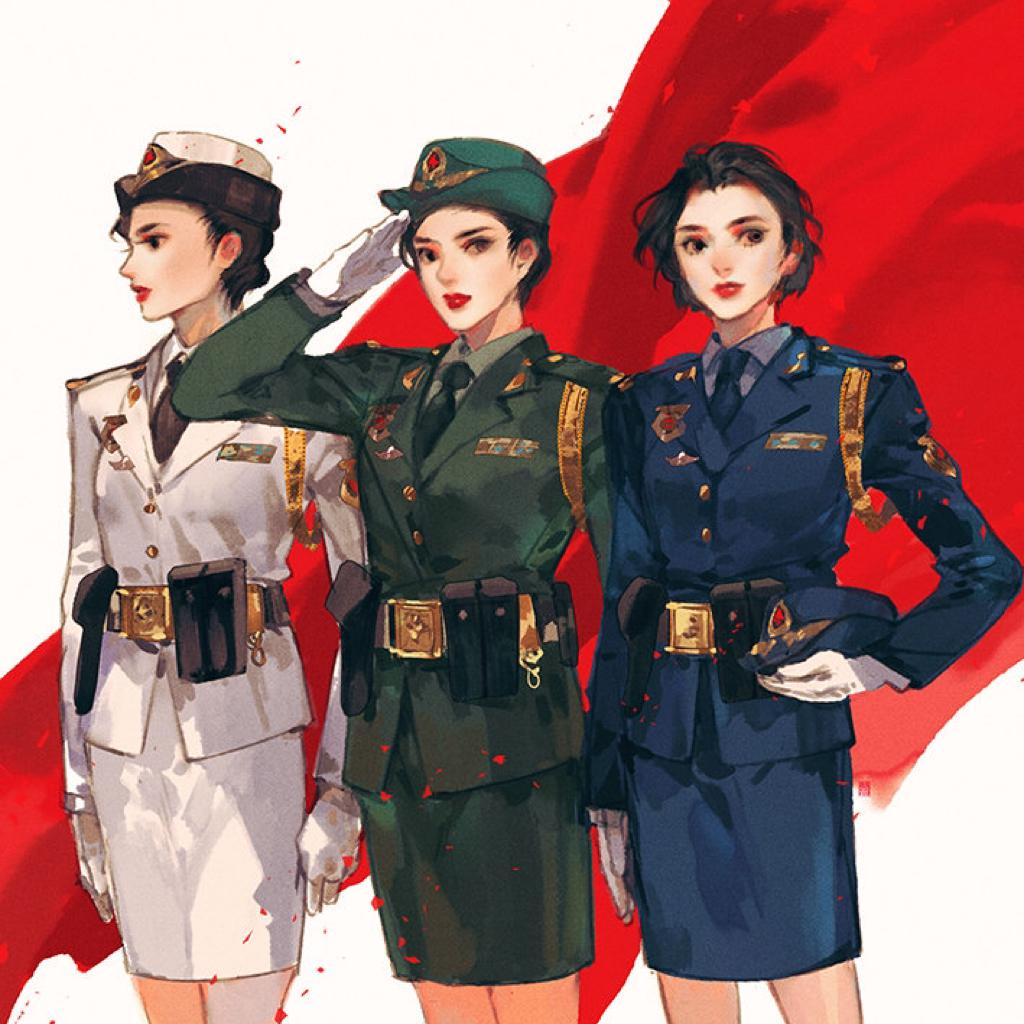 Военная девушка рисунок
