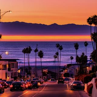 驾车兜风· 加州公路夕阳·洛杉矶华灯晚霞